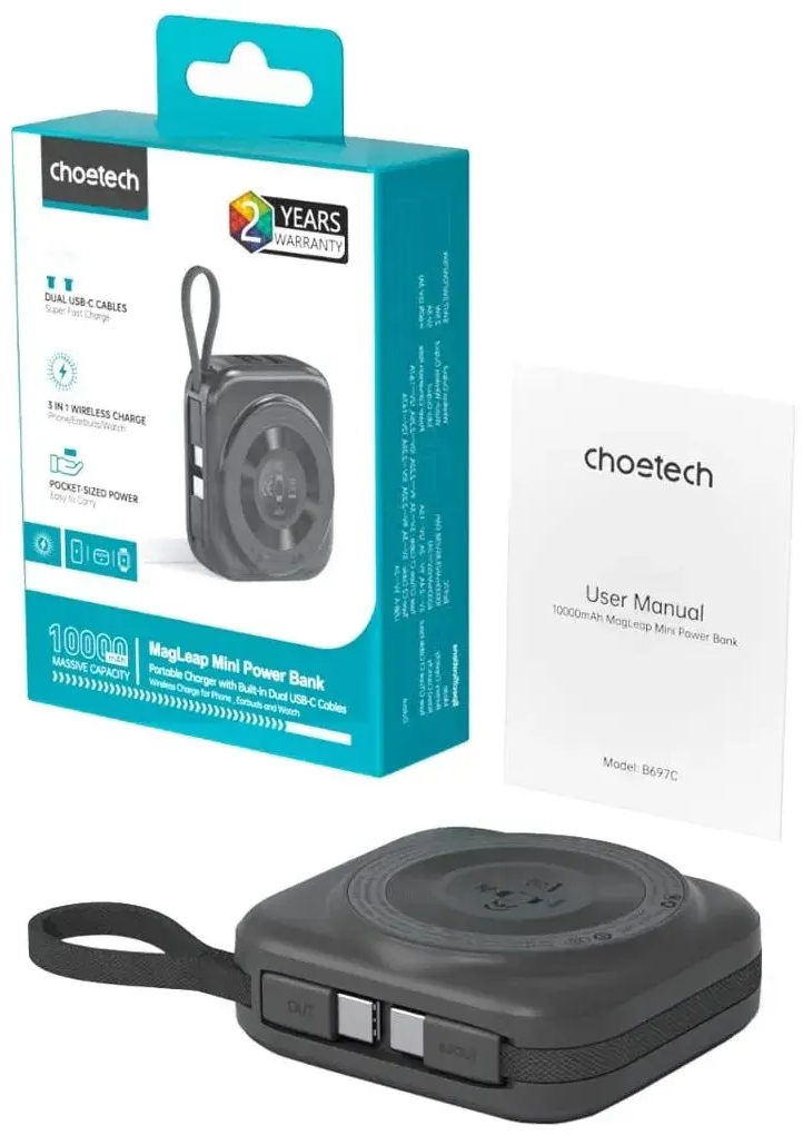 Павербанк Choetech Magnetic Wireless 10000mAh 22,5W фото4