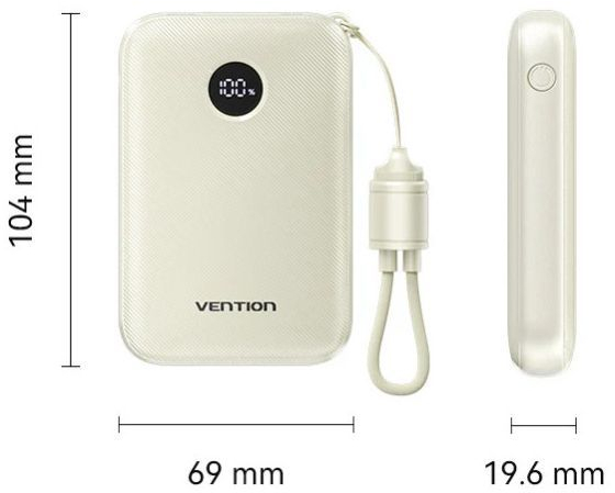 Павербанк Vention 10000mAh 22,5W Beige фото2