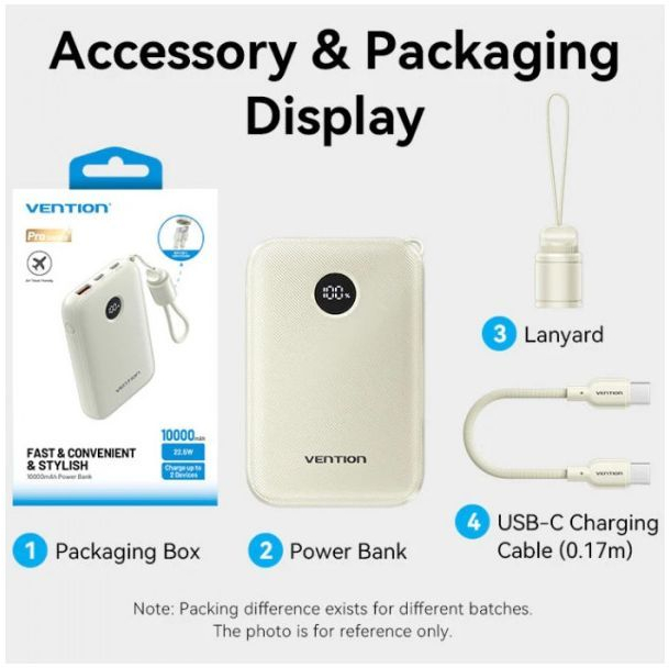 Павербанк Vention 10000mAh 22,5W Beige фото3