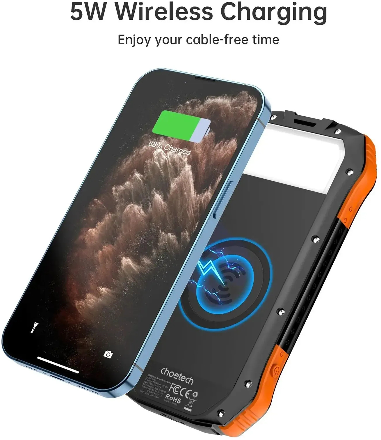 Павербанк Choetech 10000mAh 2USB-A,1xUSB-C Black-Orange фото5