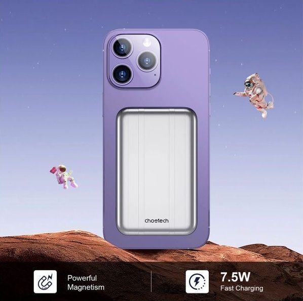 Павербанк Choetech Magnetic Wireless 5000mAh silver фото3
