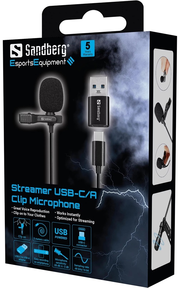 Провідний петличний мікрофон Sandberg Streamer USB Clip фото4