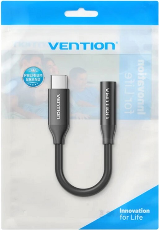 Перехідник Vention USB-C --> аудіо Jack 3.5mm, Aluminum Alloy чорний (BIIBA) фото