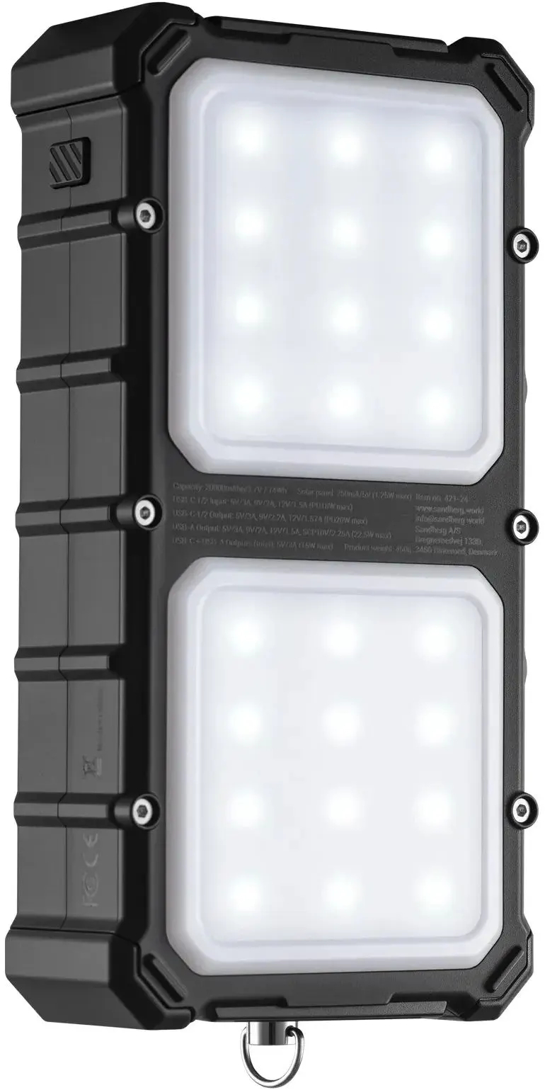 Павербанк Sandberg 20000mAh 22,5W PD Solar Powerbank Camp LED фото