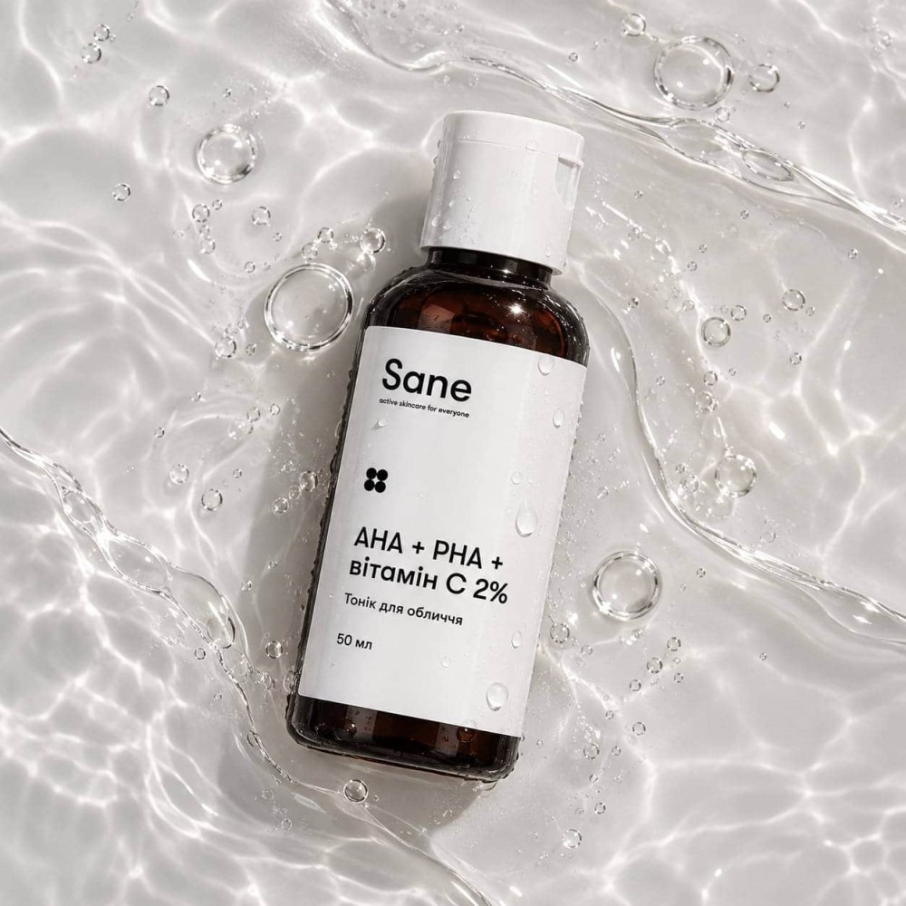 Тонік для обличчя Sane PHA + AHA + Vitamin C 2%, 50 мл фото3