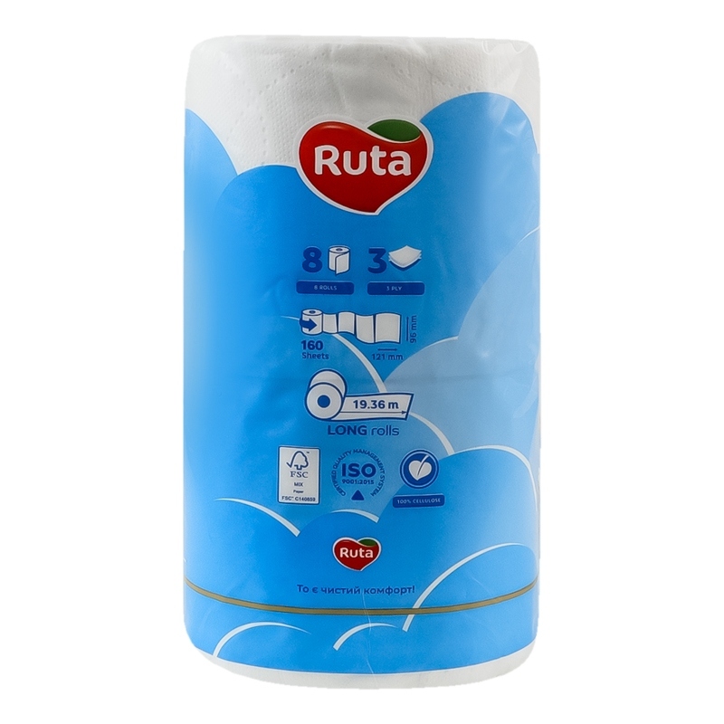 Туалетная бумага Ruta Pure White Deluxe 8 рул 3 ш белый манго фото4