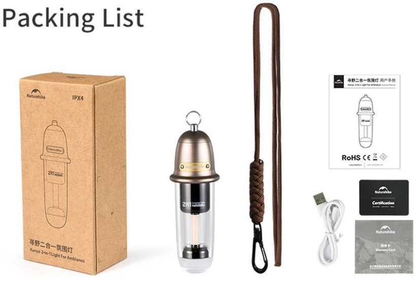 Фонарь кемпинговый Naturehike CNK2350ZM010, 118х39мм, коричневый фото3