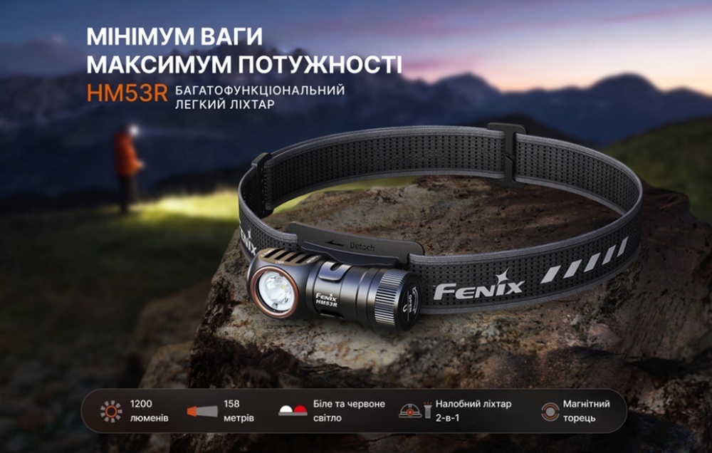 Ліхтар налобний Fenix HM53R, чорний фото5