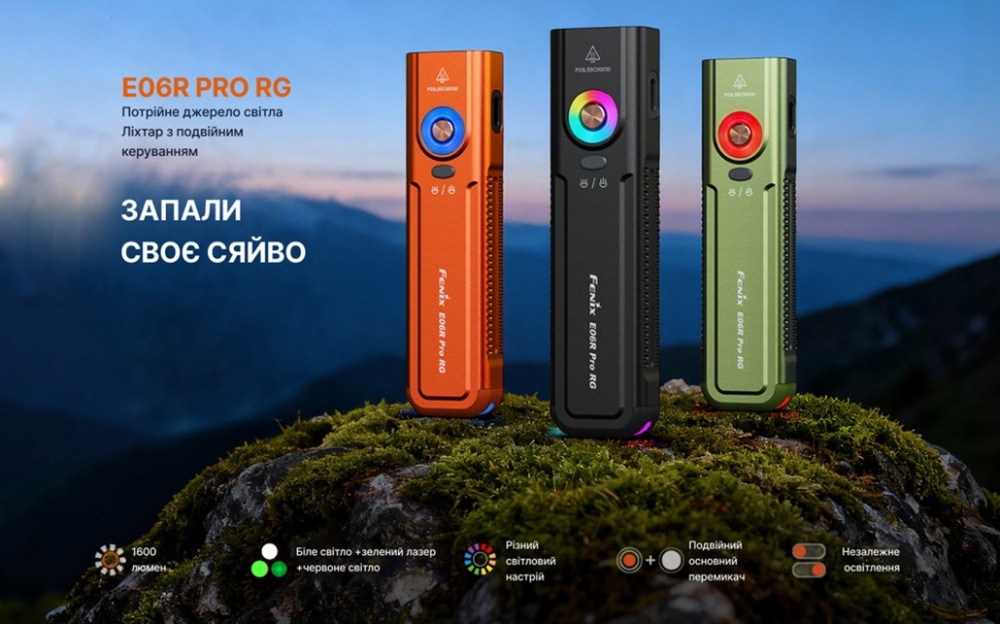 Ліхтар наключний Fenix E06R PRO RG, зелений фото
