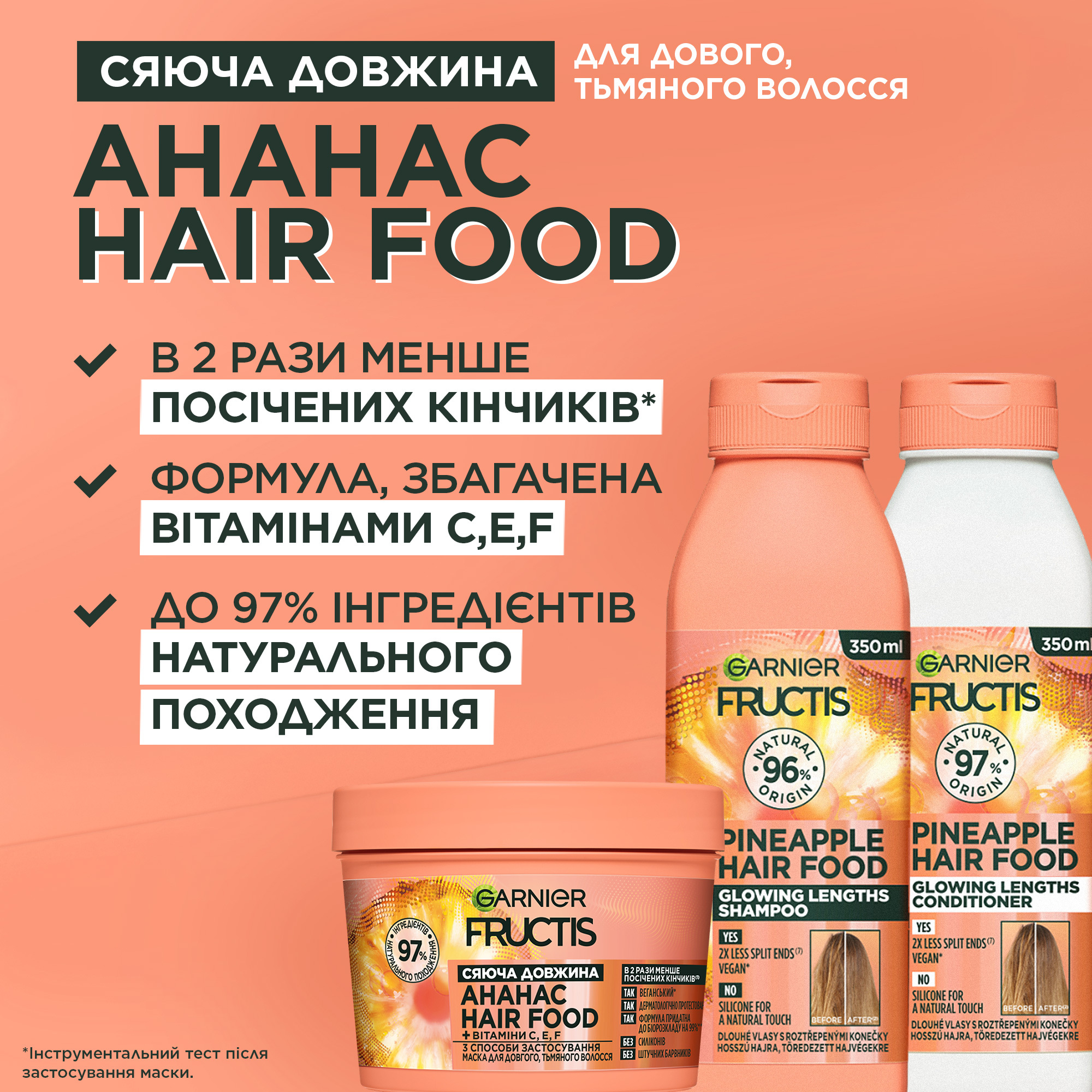 Шампунь Garnier Fructis Hair Food Pineapple для длинных и тусклых волос 350 мл фото2