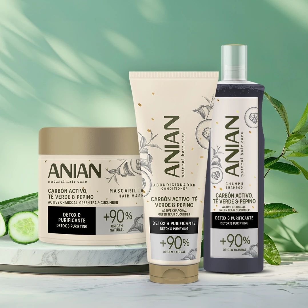 Шампунь Anian Active Charcoal, Green Tea & Cucumber для жирных волос 400 мл фото5