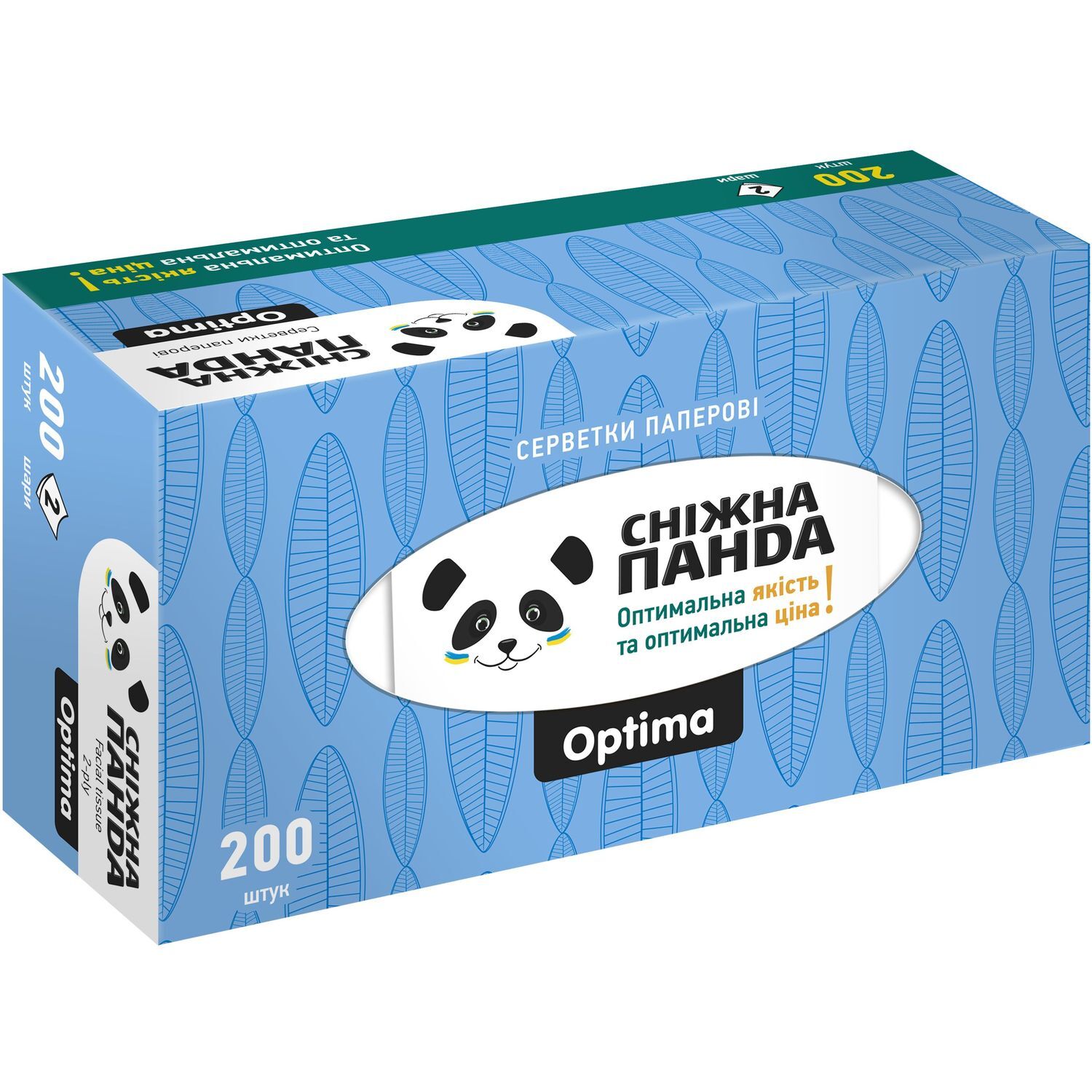 Бумажные салфетки Сніжна Панда Optima двухслойные в ассортименте 200 шт. фото3