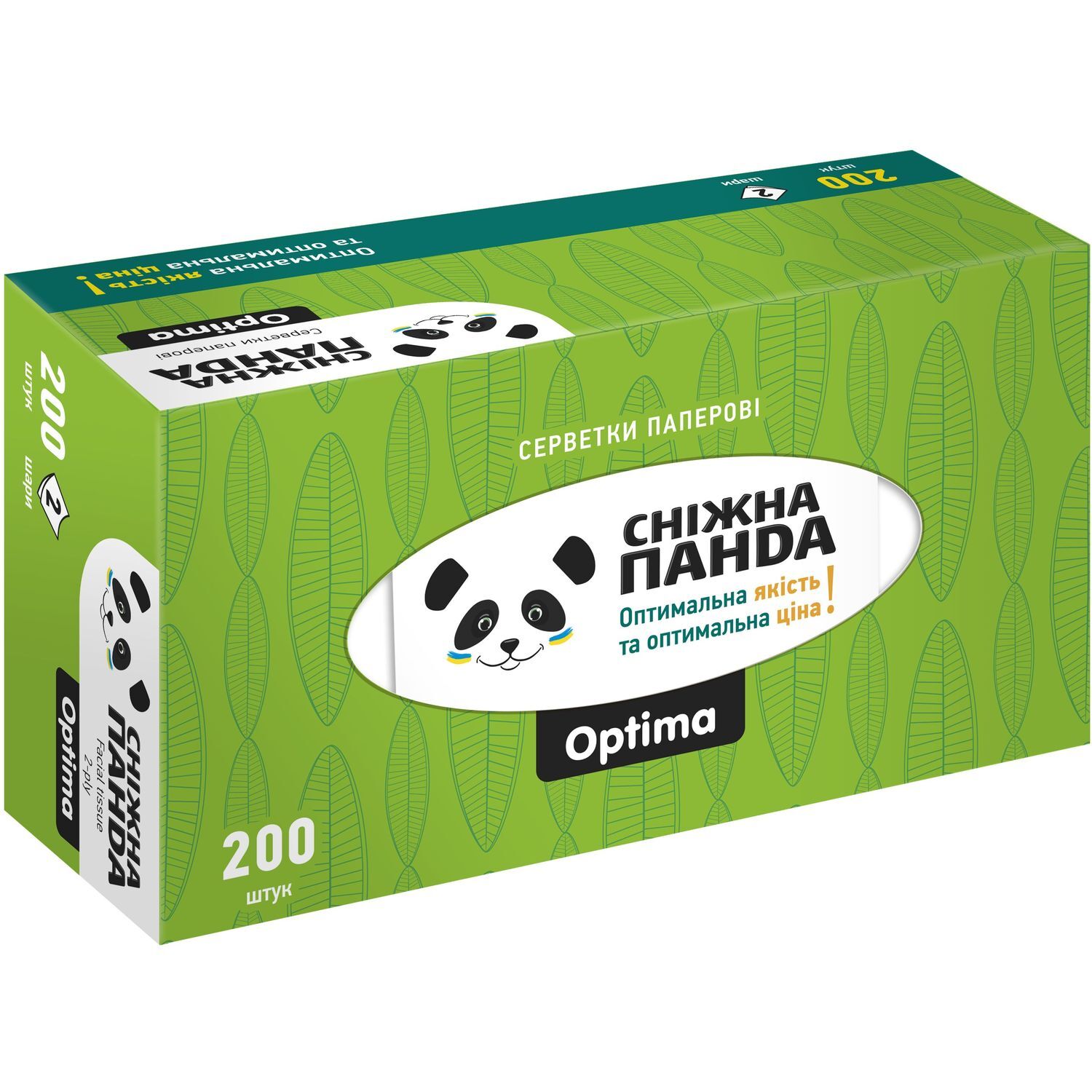 Бумажные салфетки Сніжна Панда Optima двухслойные в ассортименте 200 шт. фото4