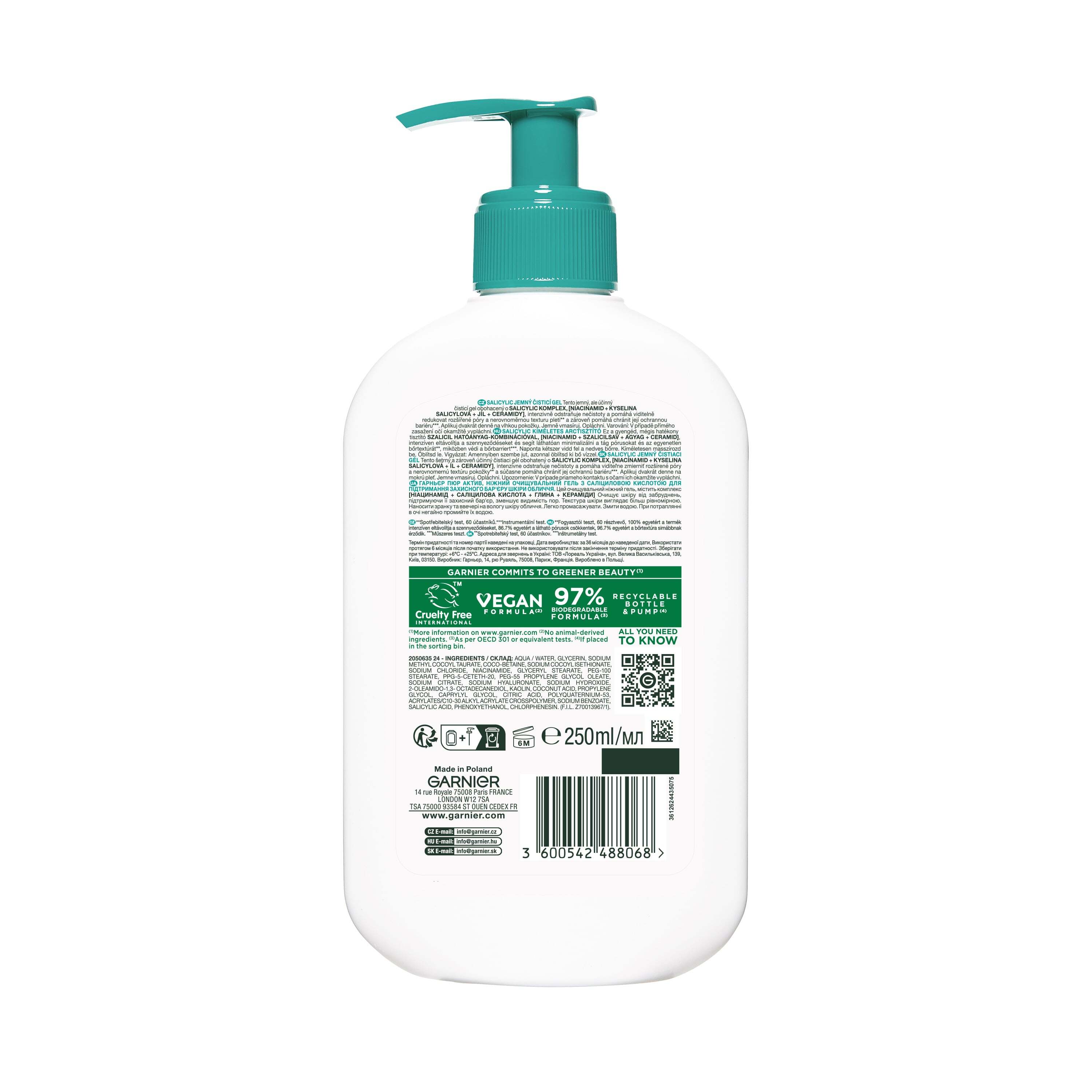 Увлажняющий гель для интенсивного очищения Garnier Pure Active 250 мл фото2