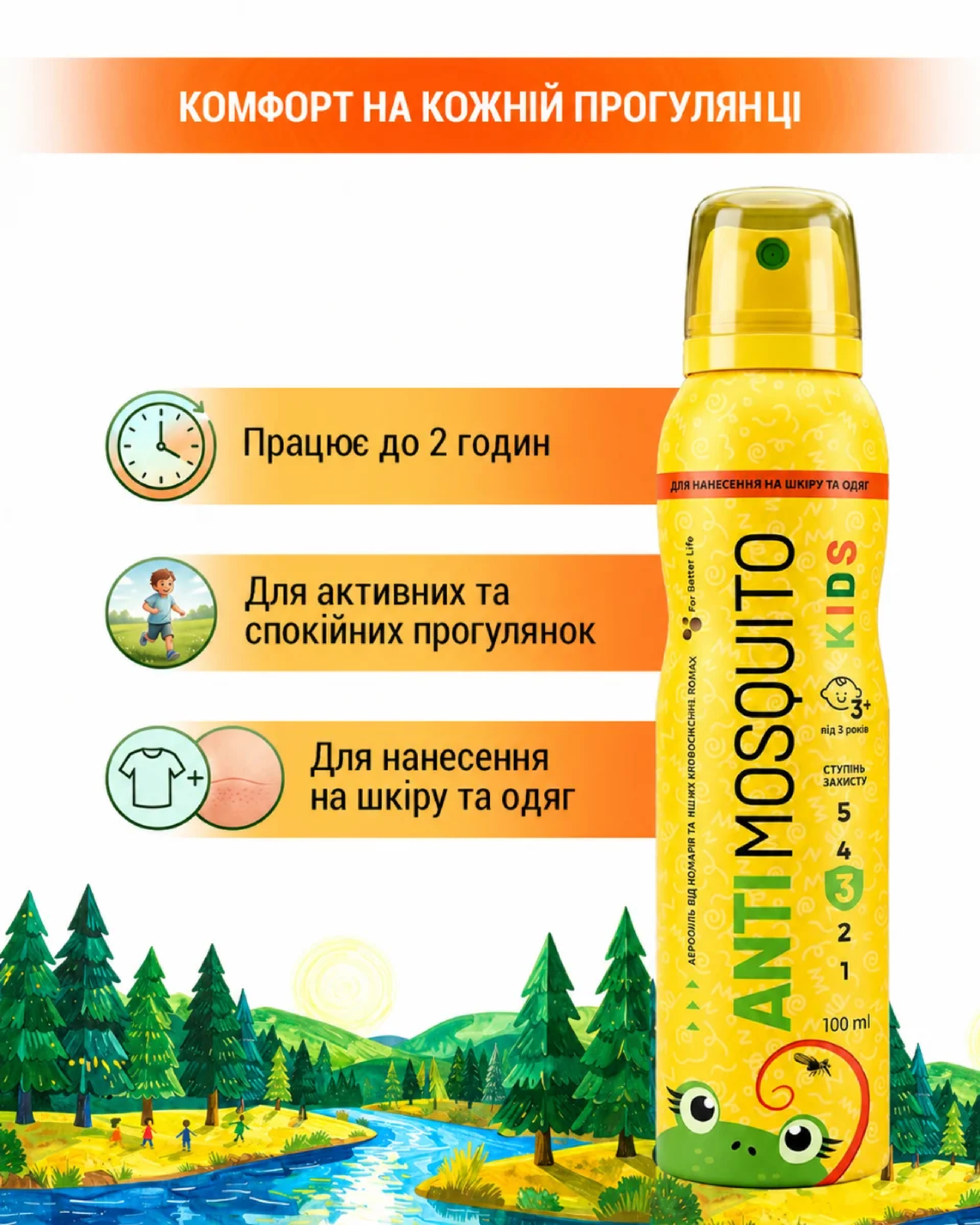 Аэрозоль от комаров AntiMosquito для детей от 3 лет 100 мл фото