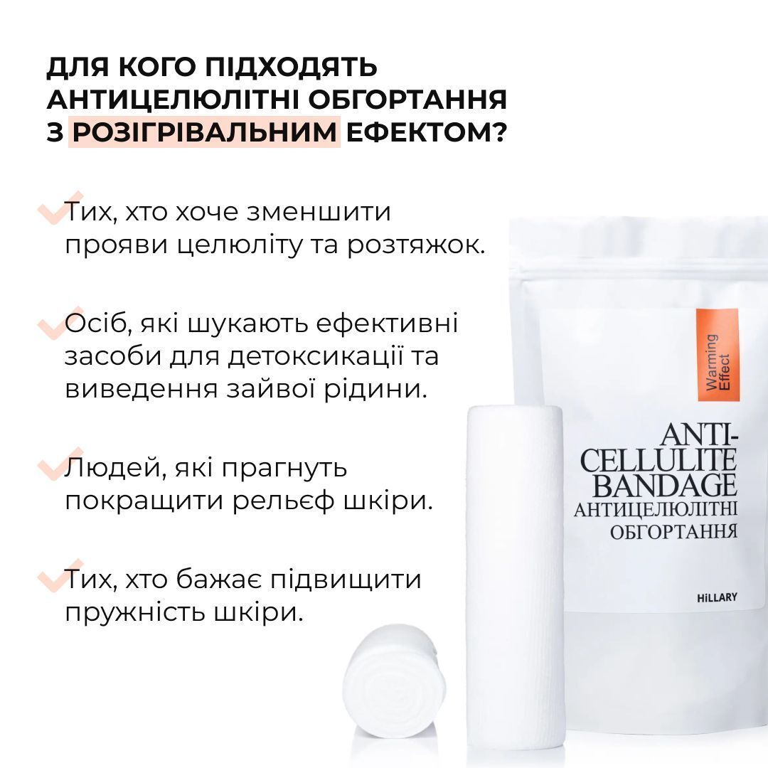 Набір антицелюлітних розігрівальних обгортань Hillary Heating Anti-Cellulite Wrap Set фото6