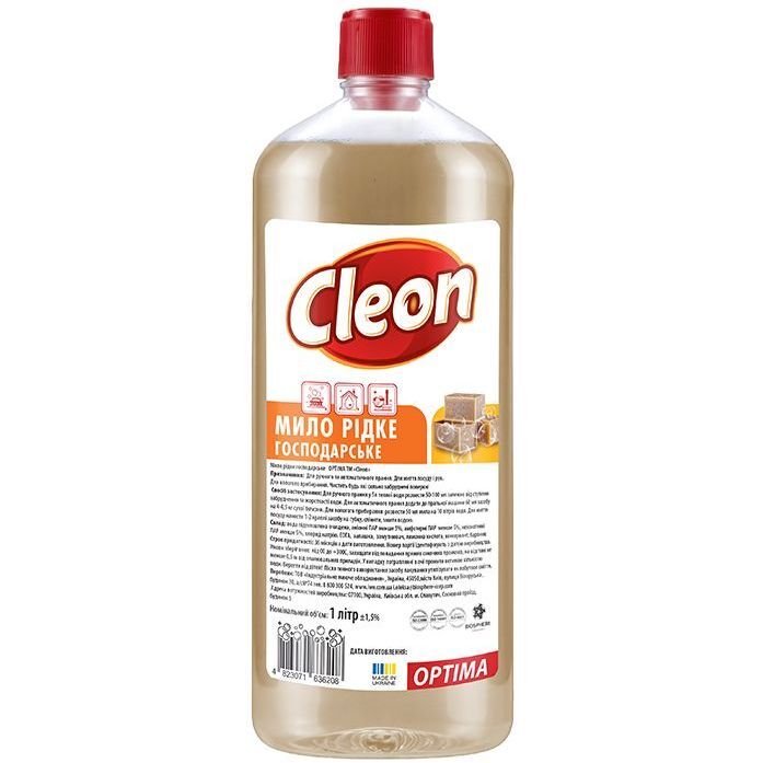 Мило рідке господарське Cleon Optima 1 л фото2
