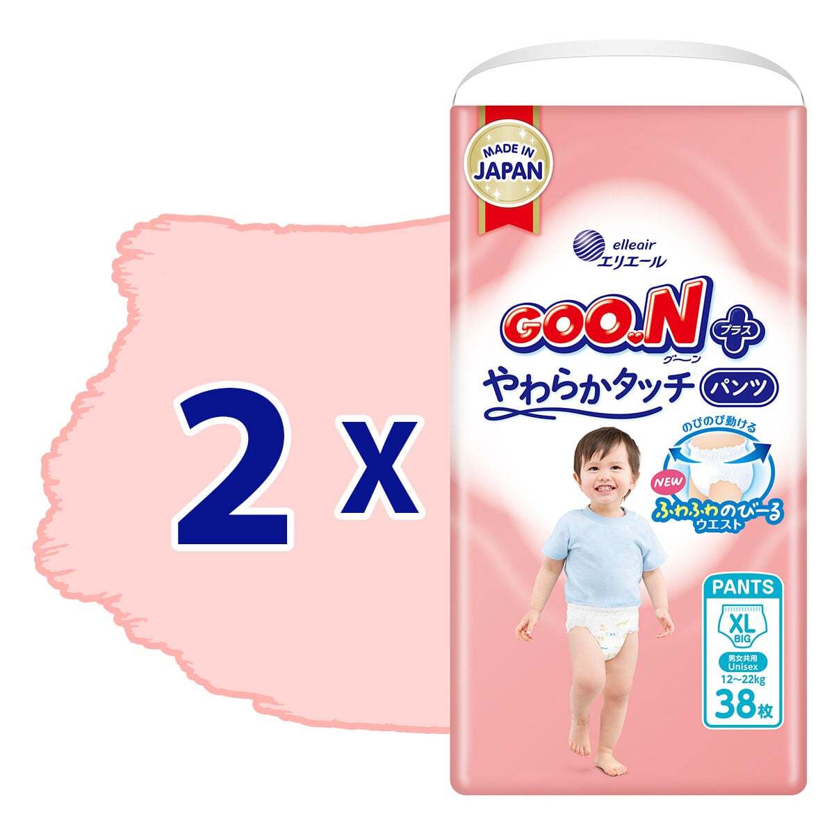 Набір трусики-підгузки GOO.N Plus для дітей 12-20 кг XL 76 шт. фото