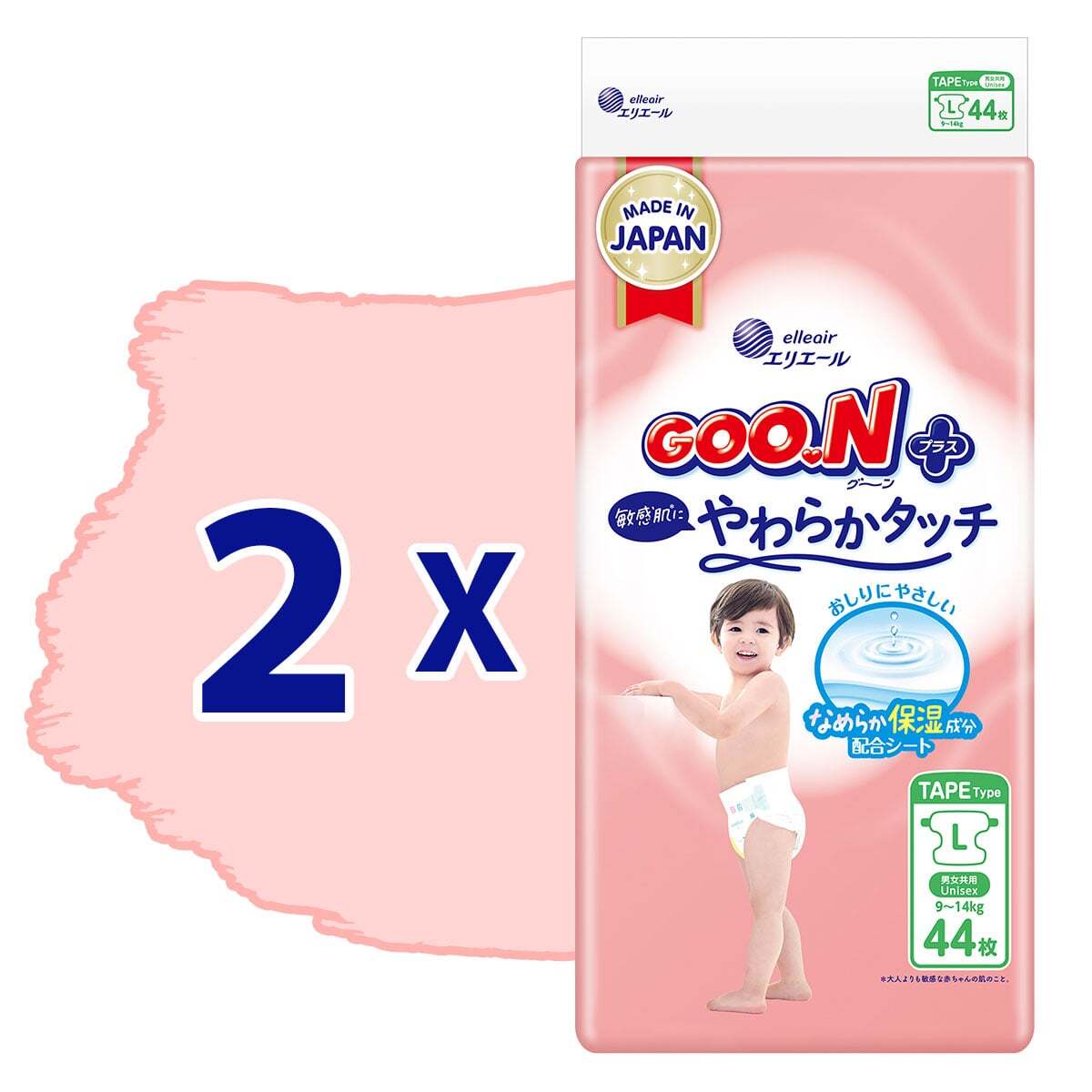 Набор подгузники GOO.N Plus для детей 9-14 кг размер L 88 шт. фото2