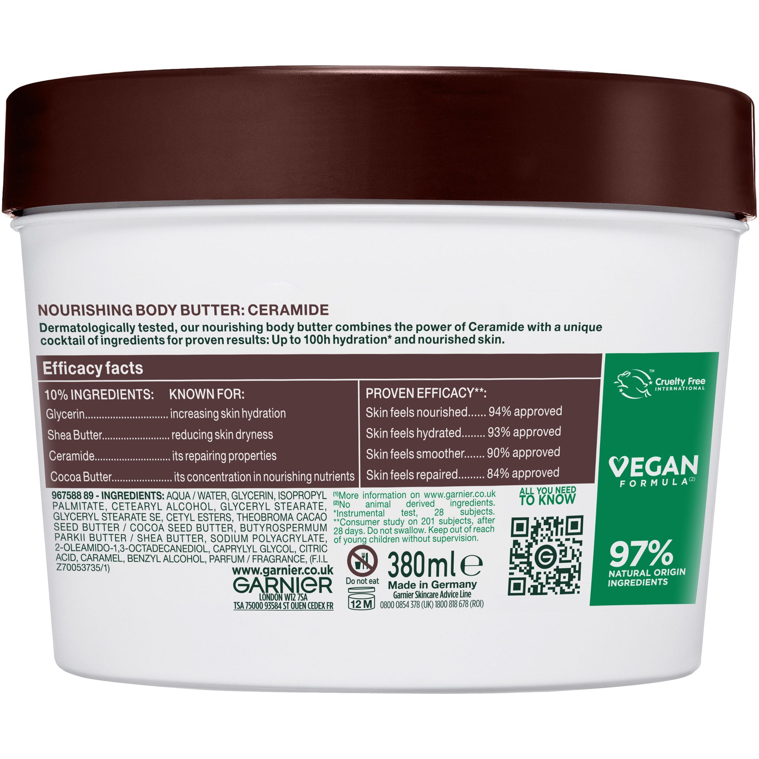 Восстанавливающий крем-баттер Garnier Body Superfood Какао для сухой кожи 380 мл фото