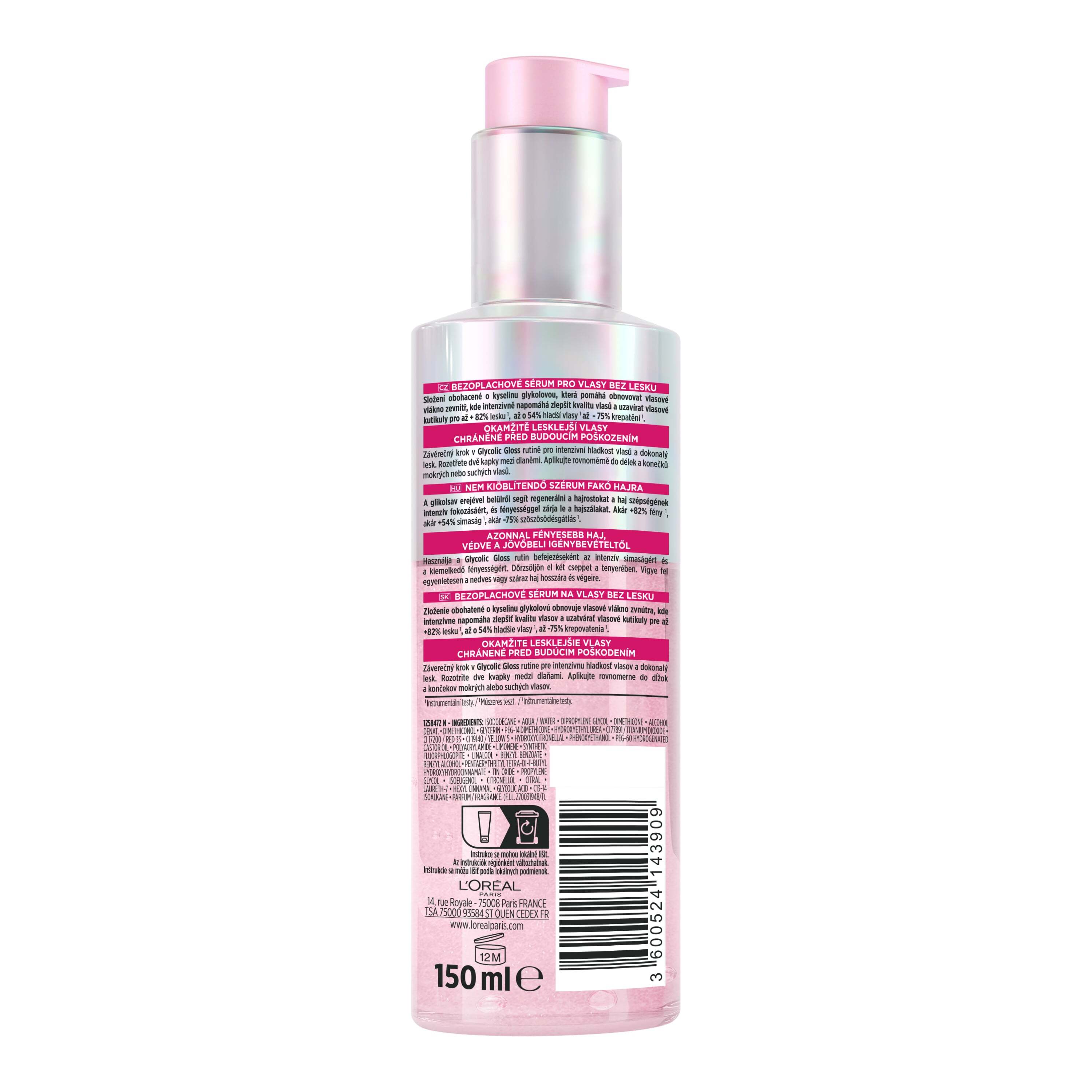 Несмываемая сыворотка для волос L'Oreal Paris Elseve Glycolic Gloss 150 мл фото2