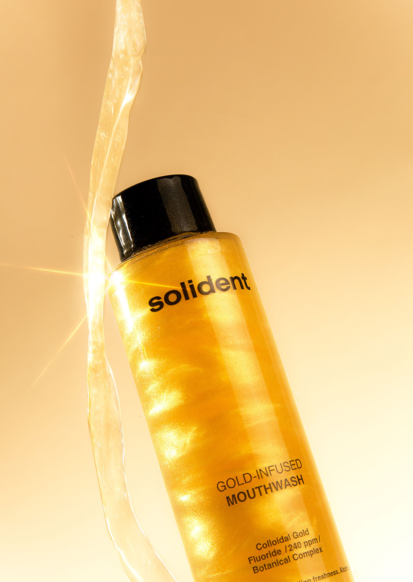 Ополаскиватель для полости рта Solident Gold-Infused Mouthwash с коллоидным золотом 100 мл фото2