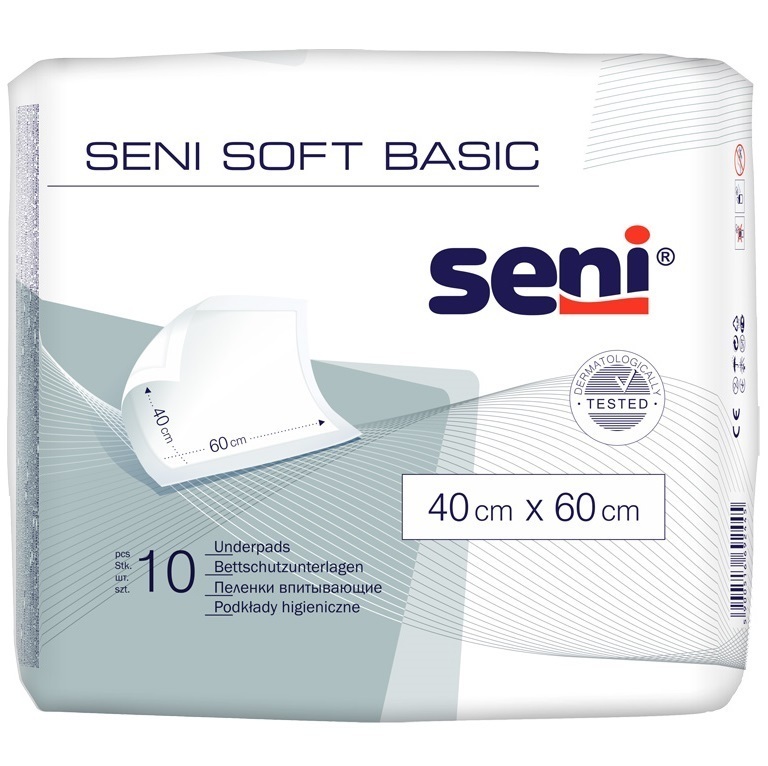 Одноразові пелюшки Seni Soft Basic, 60х40 см, 10 шт. (SE-091-B010-001) фото