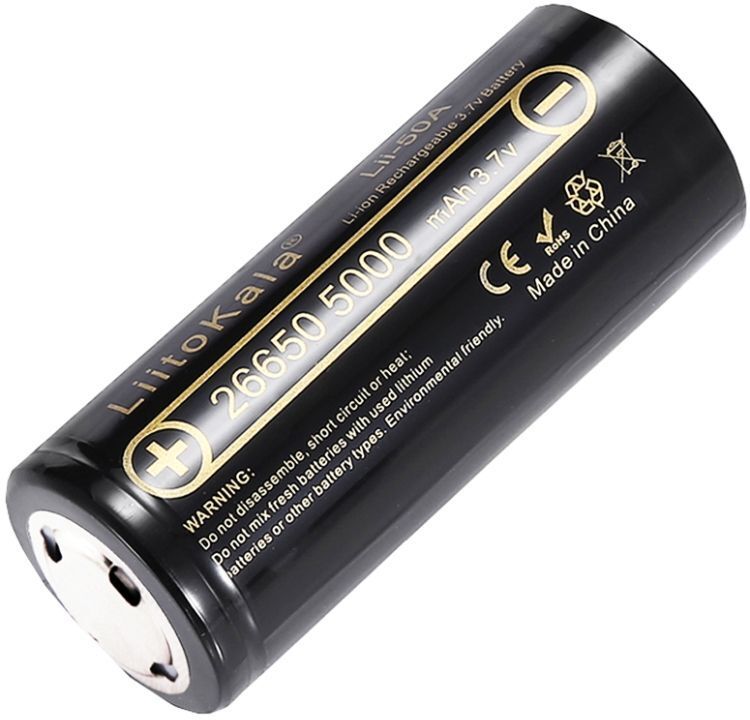 Аккумулятор 26650 LiitoKala, Lii-50A-JT, 5000mAh, 3.7V li-ion battery, 1 pcs фото2