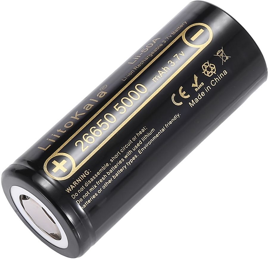Аккумулятор 26650 LiitoKala, Lii-50A, 5000mAh, 3.7V li-ion battery, 1 pcs фото