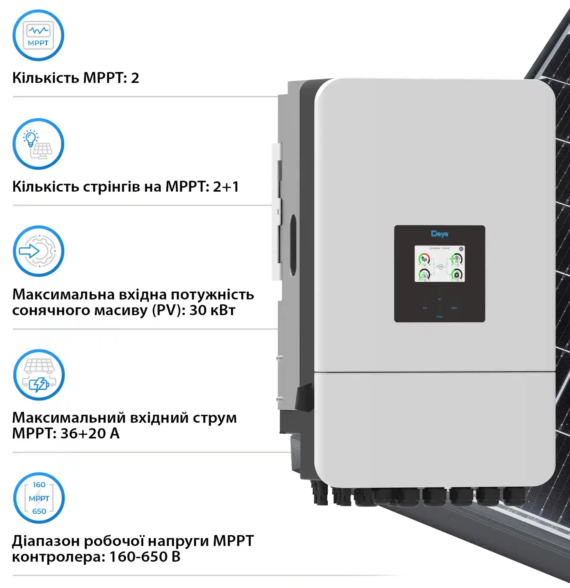 Інвертор сонячний DEYE SV-3DE20K1-LDE32K1-1 20kW 32.2kWh 2BAT LiFePO4 (SV-3DE20K1-LDE32K1-1) фото