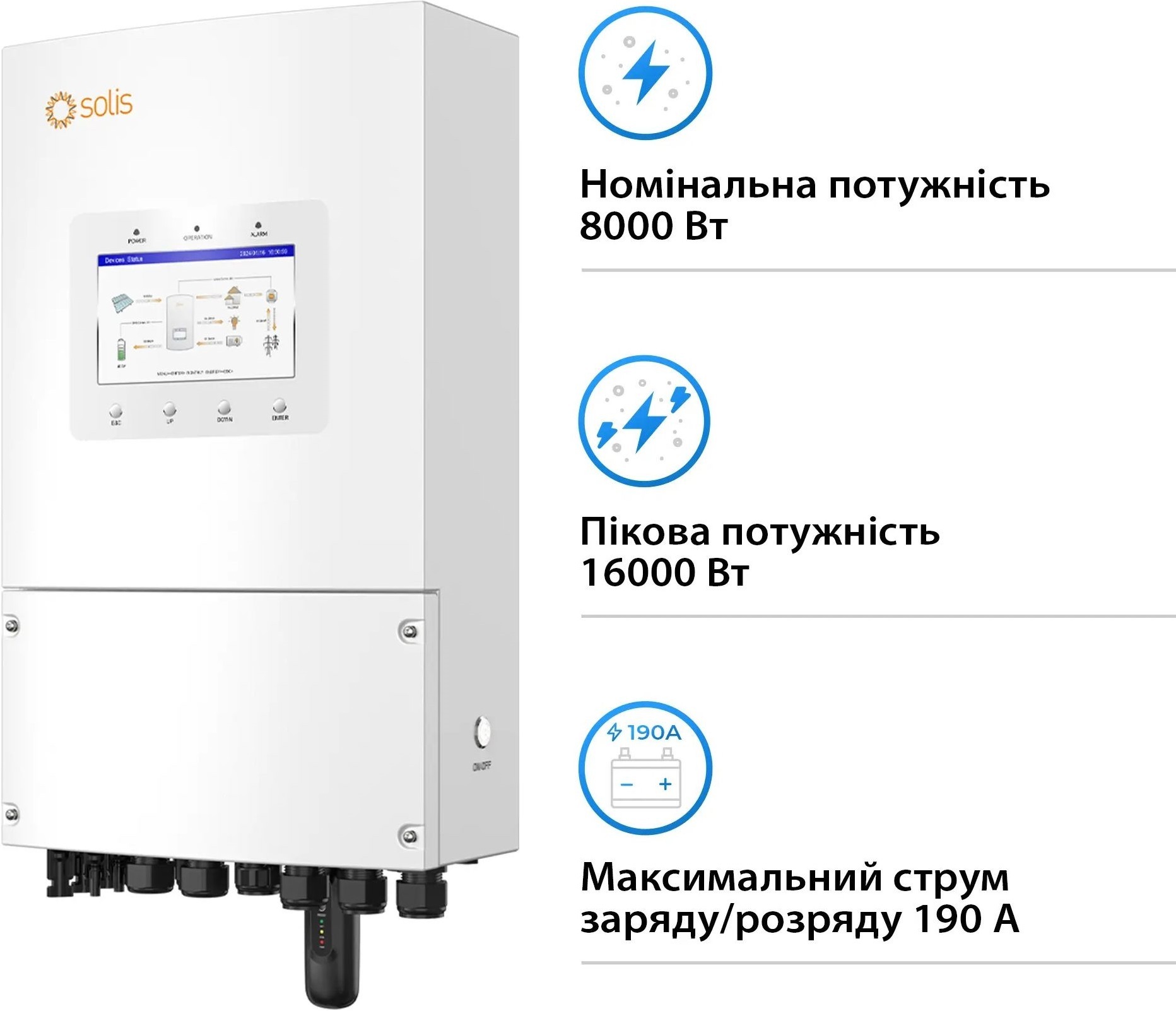 Інвертор сонячний Solis S6-EH1P8K-L-PLUS-LDY20.48K1-LFP 8kW фото3