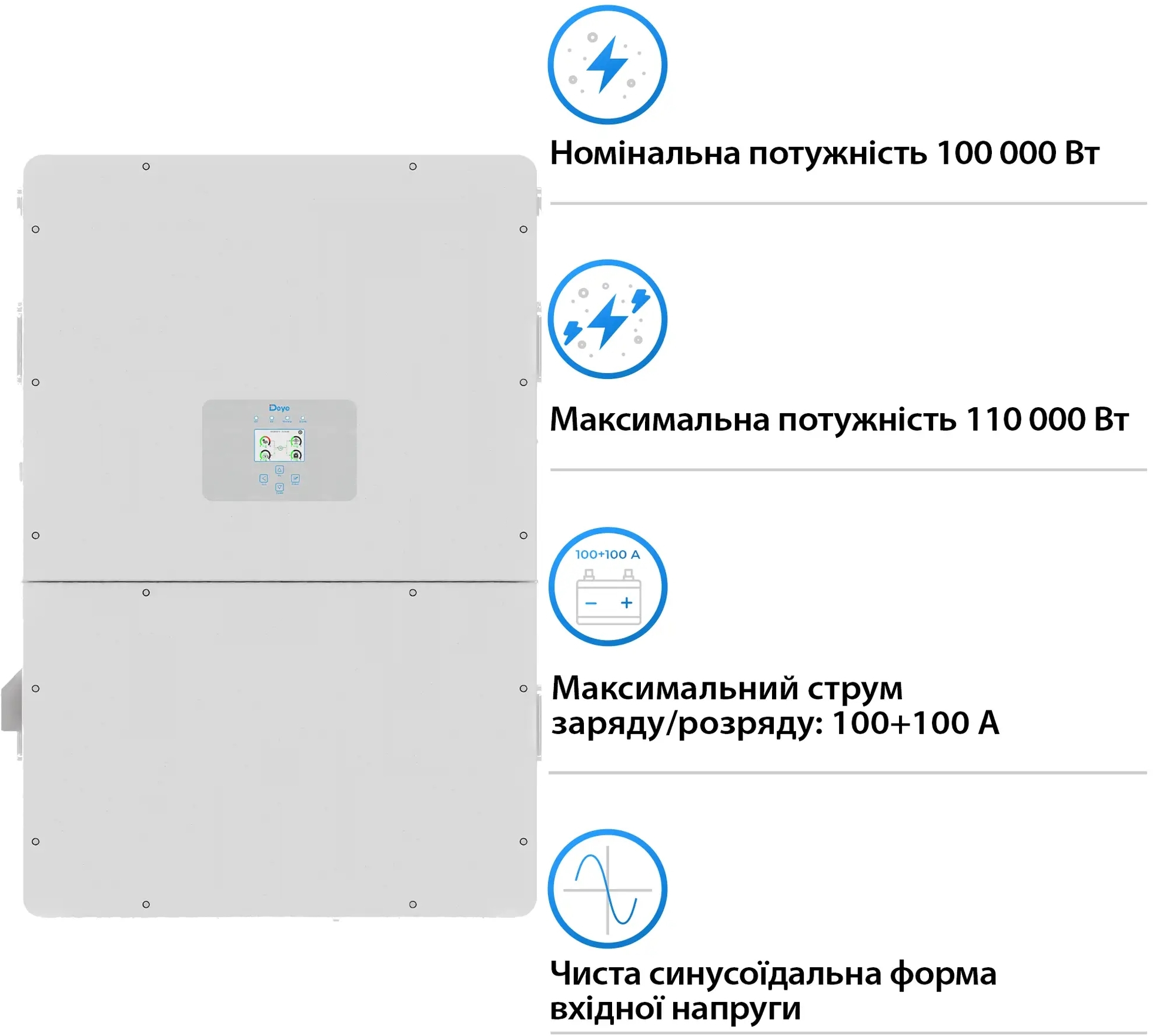 Інвертор сонячний DEYE SUN-100K-SG02HP3-EU-GM10 100kW 209kWh (SV-3DE100K1-HGS209K1-1) фото3