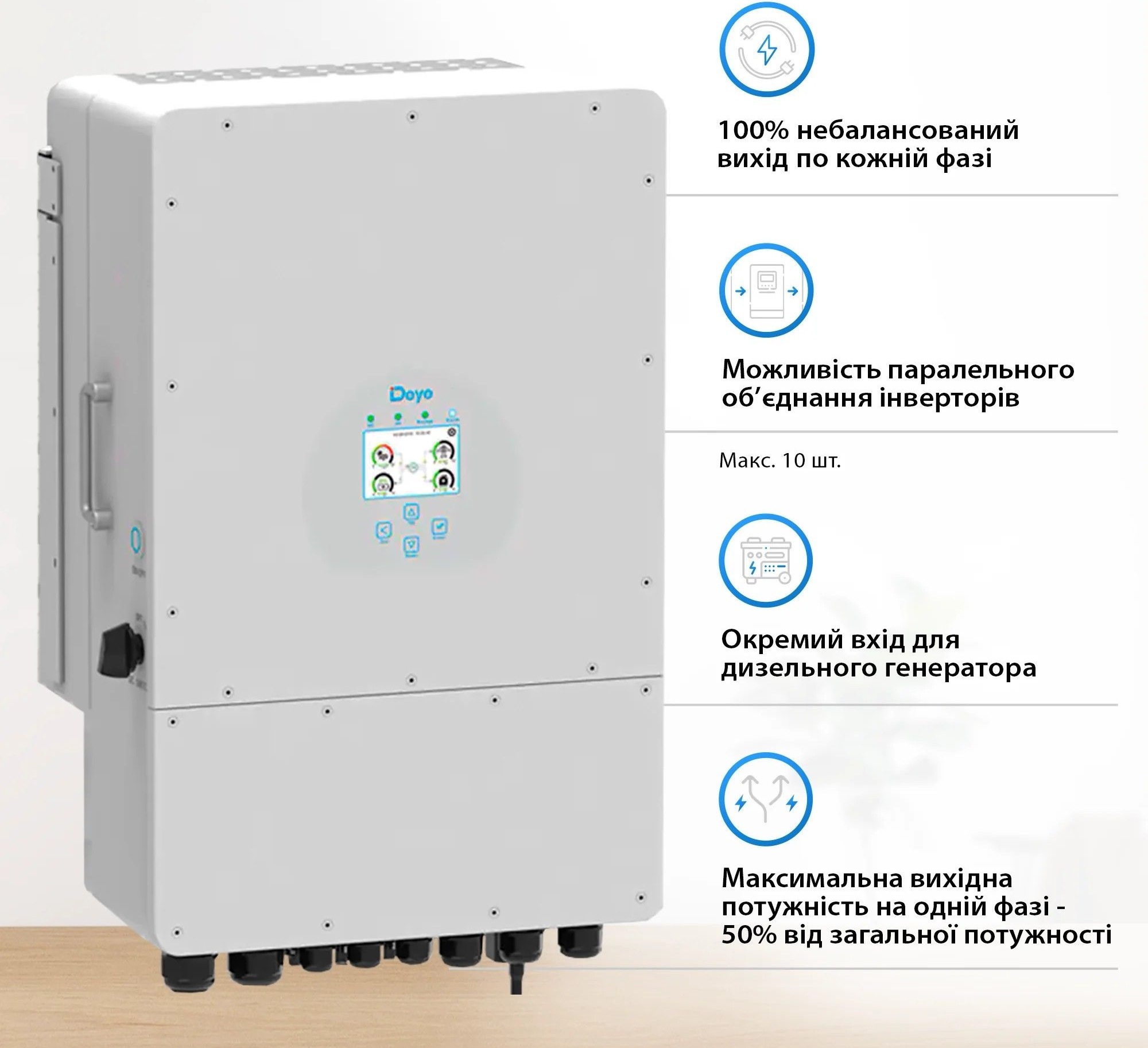 Інвертор сонячний DEYE SUN-12K-SG04LP3-EU-3DY15.36K-LFP-W 12kW фото5