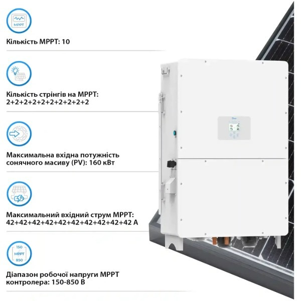 Инвертор солнечный Deye SUN-100K-SG02HP3-EU-GM10 100kW 209kWh 1BAT LiFePO4 (SV-3DE100K1-HGS209K2-1) фото