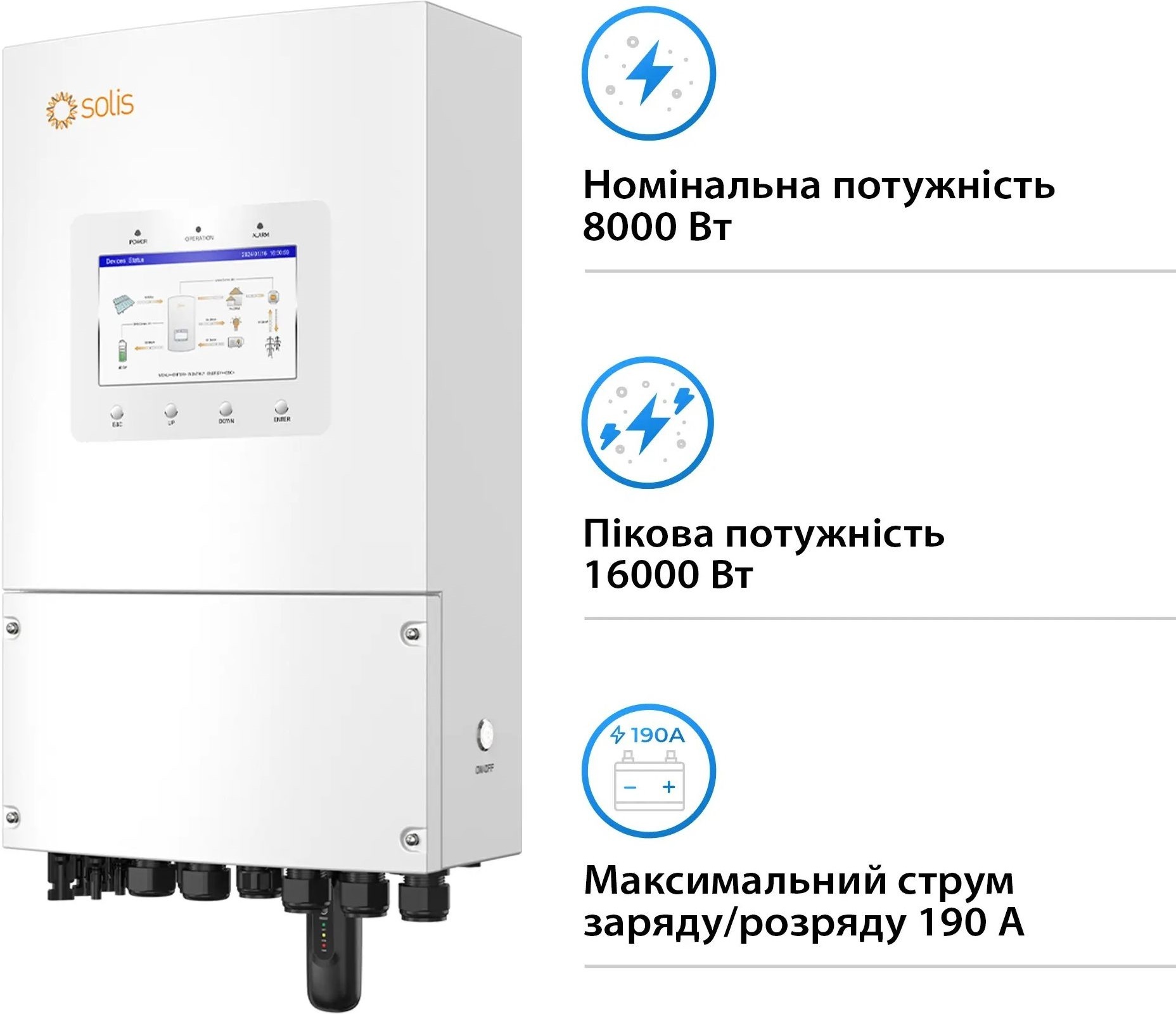 Инвертор солнечный Solis S6-EH1P8K-L-PLUS-LDY15.36K1-LFP 8kW фото