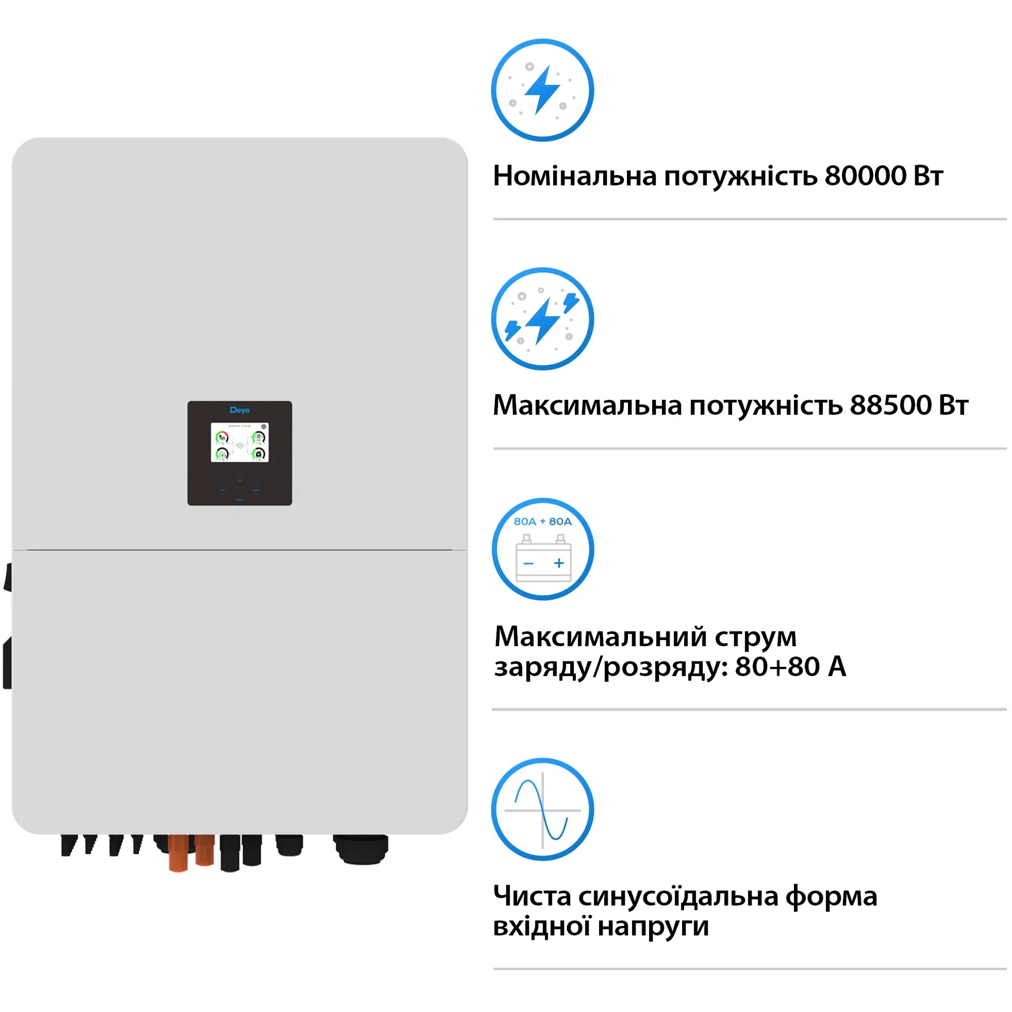 Система зберігання енергії DEYE SUN-80K-SG02HP3-EU-EM6 80kW 192.9kWh 1BAT LiFePO4 (SV-3DE80K1-HGS192K1-1) фото3