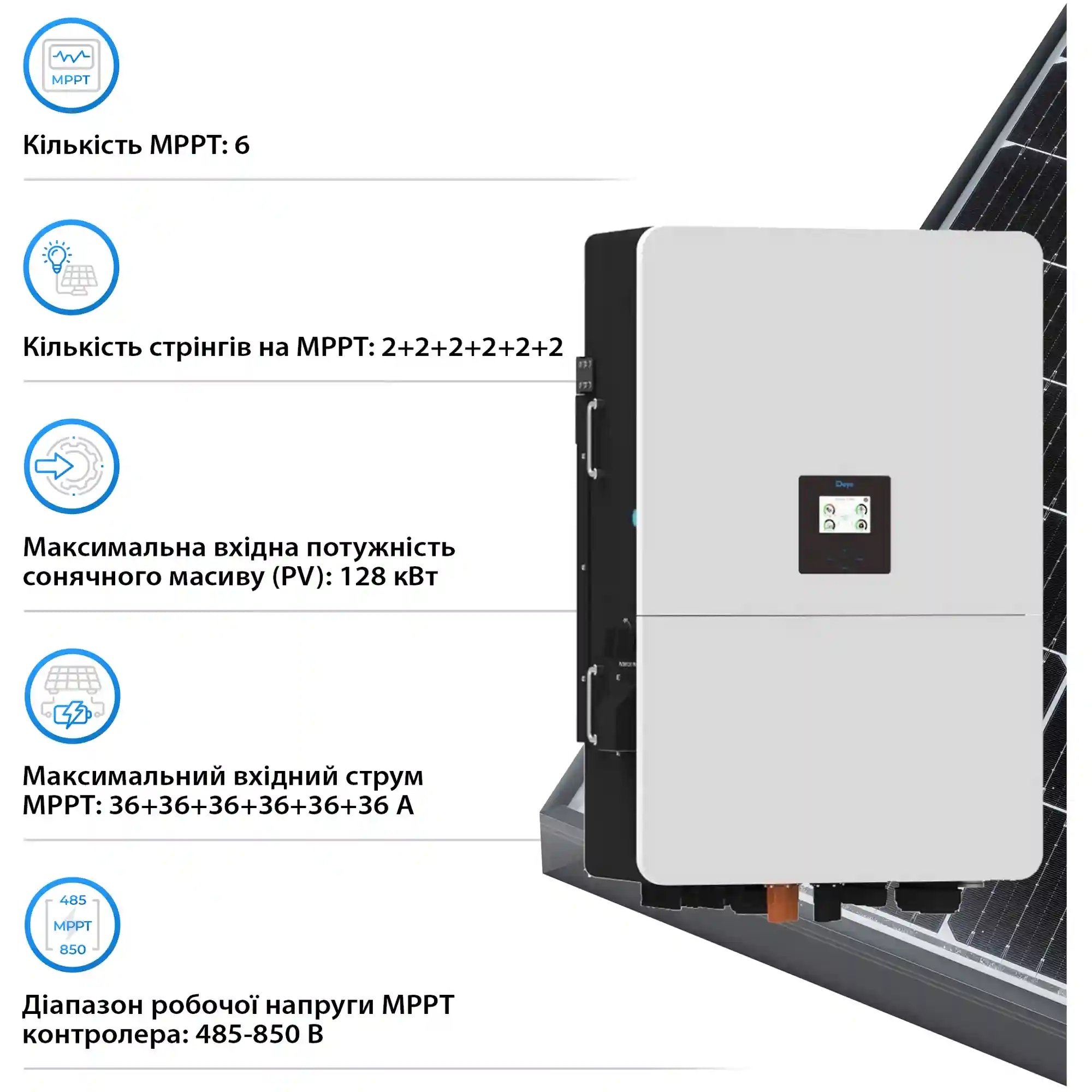 Система зберігання енергії DEYE SUN-80K-SG02HP3-EU-EM6 80kW 192.9kWh 1BAT LiFePO4 (SV-3DE80K1-HGS192K1-1) фото4