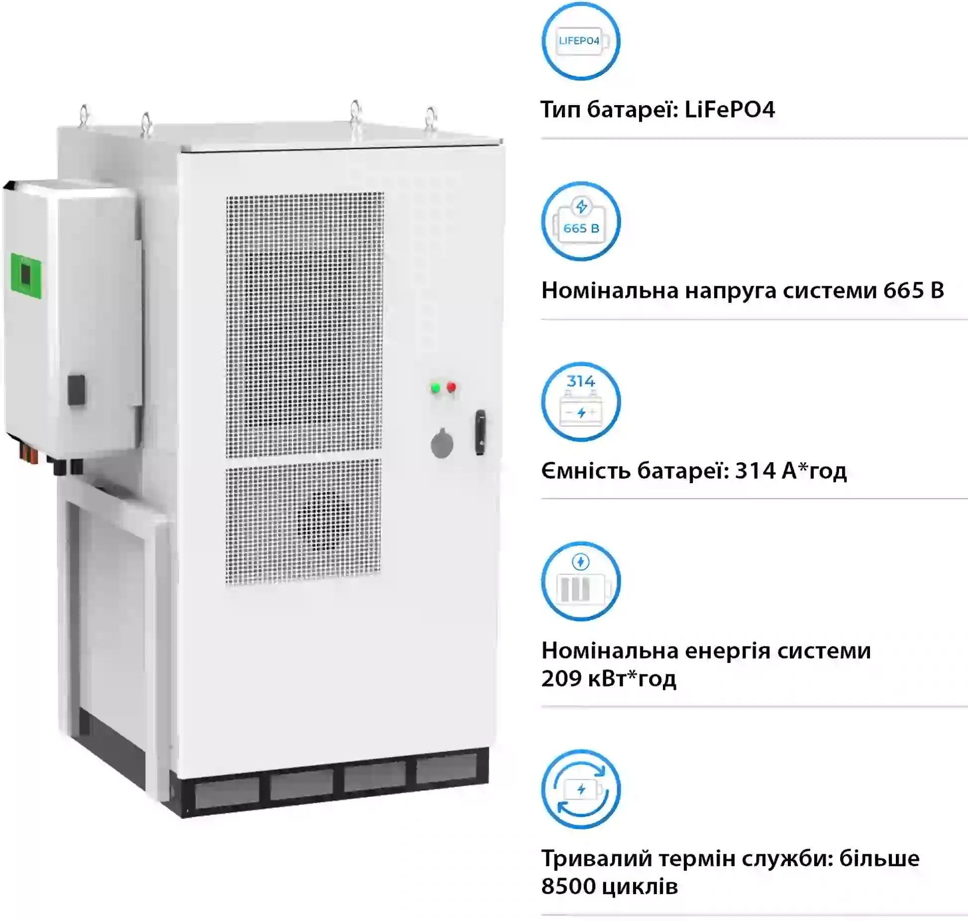 Система накопления энергии GSL 665.6V 314Ah 208kWh LiFePO4 IP65 (GSL-BESS-209K) фото3