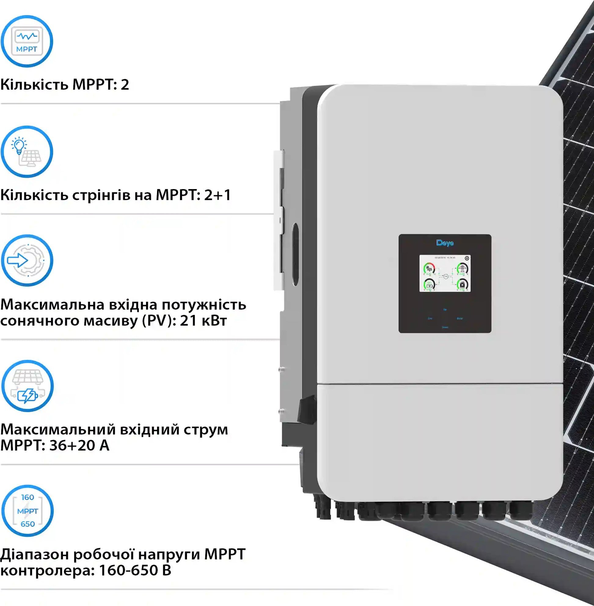Інвертор сонячний Solarverse 14kW 20.48kWh 4BAT LiFePO4 (SUN-14K-SG05LP3-EU-4DY20.48K-LFP-W) фото5