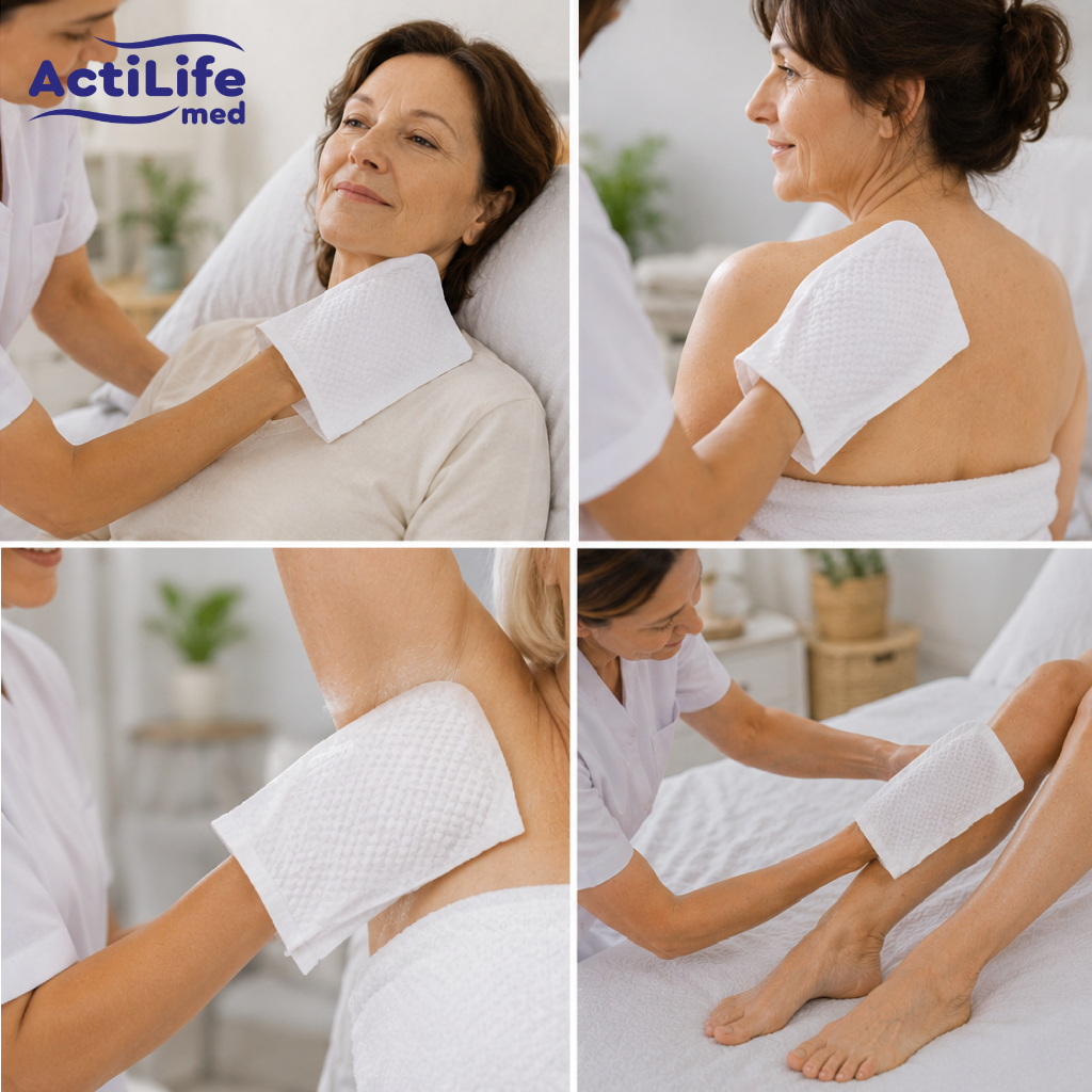 Влажные перчатки для мытья всего тела ActiLife 20 шт (4820174981686) фото7