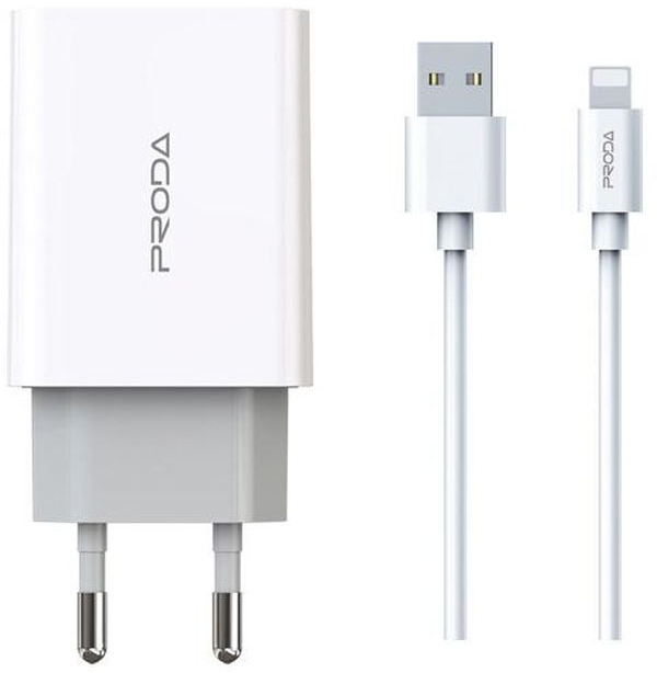 Зарядний пристрій Proda PD-A28i 2хUSB 2.4A + USB Ligthtning 1.0m (PD-A28i-WH) фото2