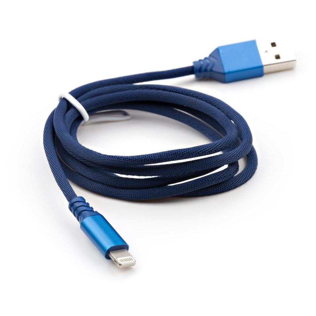 Кабель USB 2.0 AM to Lightning nylon 1m blue Vinga (VCPDCLNB21B) фото