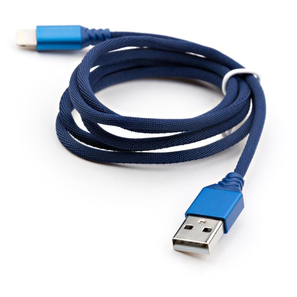 Кабель USB 2.0 AM to Lightning nylon 1m blue Vinga (VCPDCLNB21B) фото