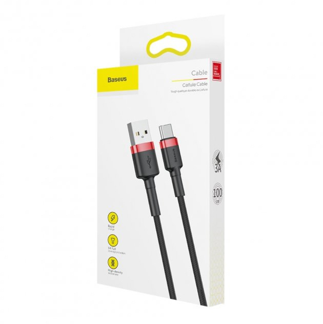 Кабель USB 2.0 AM to USB-C 2.0m 2A red-black Baseus (CATKLF-C91) фото5