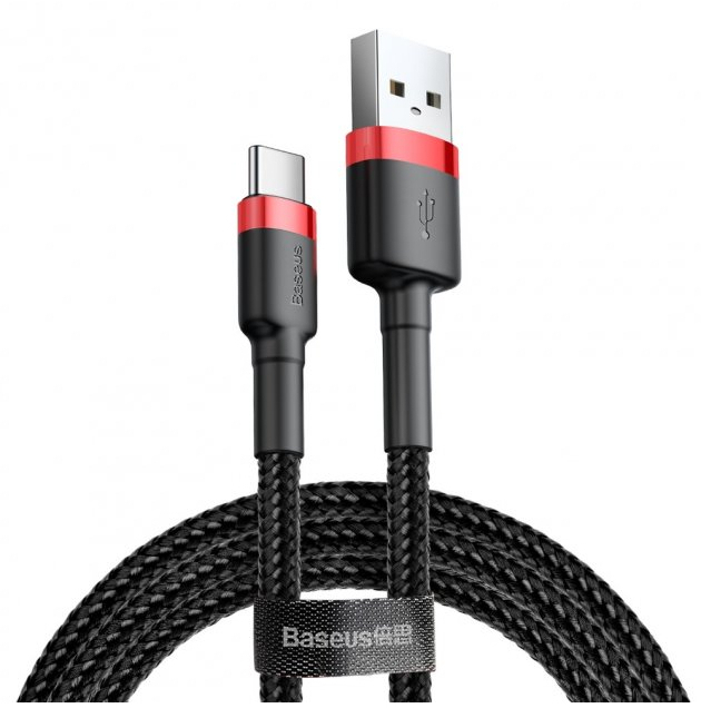 Кабель USB 2.0 AM to USB-C 2.0m 2A red-black Baseus (CATKLF-C91) фото3