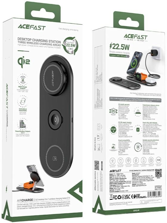 Бездротовий зарядний пристрій Acefast Wireless QI 3in1 15W E19 Qi2 (6974316283096) фото5