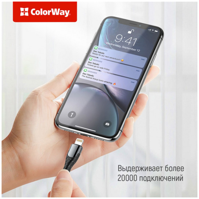 Кабель USB-C to Lightning 1.0m ColorWay (CW-CBPDCL033-GR) фото
