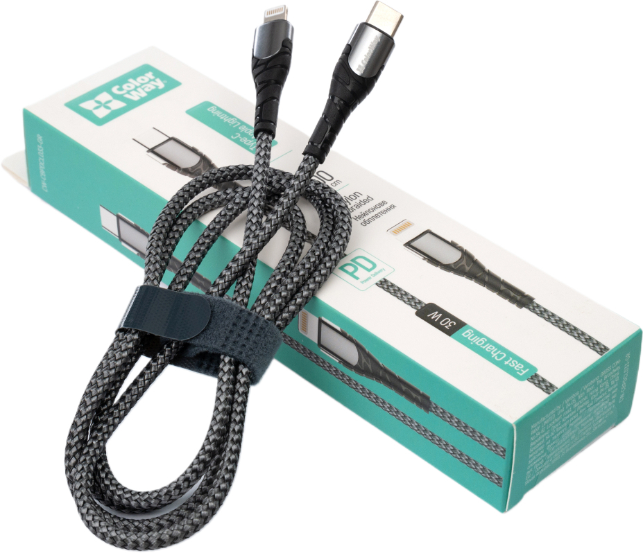 Кабель USB-C to Lightning 1.0m ColorWay (CW-CBPDCL033-GR) фото