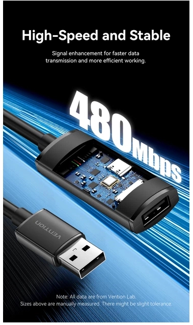 Кабель USB 2.0 AM/AF 30.0m Active black Vention (CBKBT) фото3