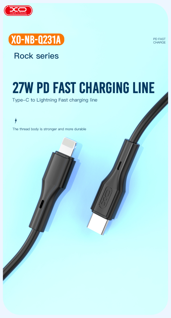 Кабель USB-C to Lightning 1.0m 27W Rock XO (NBQ231A_White) фото2